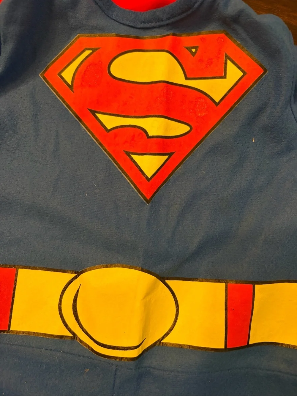Rubies Blue and Red Superman Fleece Jumpsuit toddler size